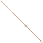 Rose-Tone Polished Cubic Zirconia Stainless Steel Bracelet 13.7mm