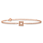 Rose-Tone Polished Cubic Zirconia Stainless Steel Bracelet 13.7mm