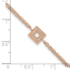 Rose-Tone Polished Cubic Zirconia Stainless Steel Bracelet 13.7mm