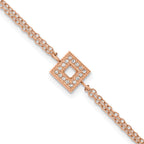 Rose-Tone Polished Cubic Zirconia Stainless Steel Bracelet 13.7mm