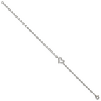 Polished Cubic Zirconia Heart Stainless Steel Bracelet 17.05mm