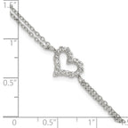 Polished Cubic Zirconia Heart Stainless Steel Bracelet 17.05mm