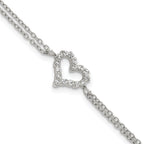 Polished Cubic Zirconia Heart Stainless Steel Bracelet 17.05mm