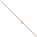 Rose-Tone Polished Cubic Zirconia Heart Stainless Steel Bracelet 15.65mm