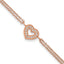 Rose-Tone Polished Cubic Zirconia Heart Stainless Steel Bracelet 15.65mm