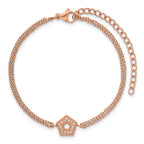 Rose-Tone Polished Cubic Zirconia Stainless Steel Bracelet 14.25mm