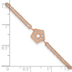 Rose-Tone Polished Cubic Zirconia Stainless Steel Bracelet 14.25mm