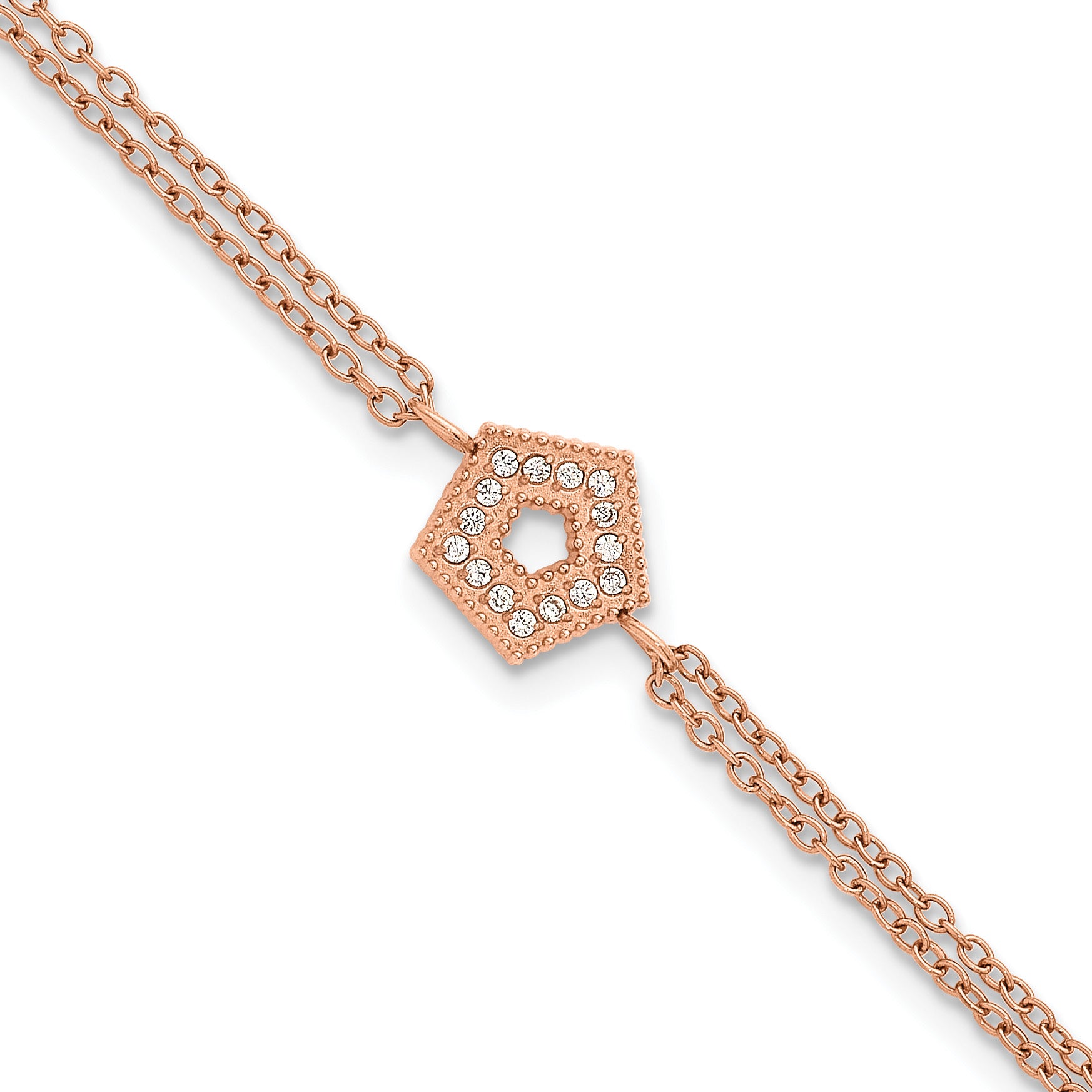 Rose-Tone Polished Cubic Zirconia Stainless Steel Bracelet 14.25mm Main image