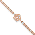 Rose-Tone Polished Cubic Zirconia Stainless Steel Bracelet 14.25mm
