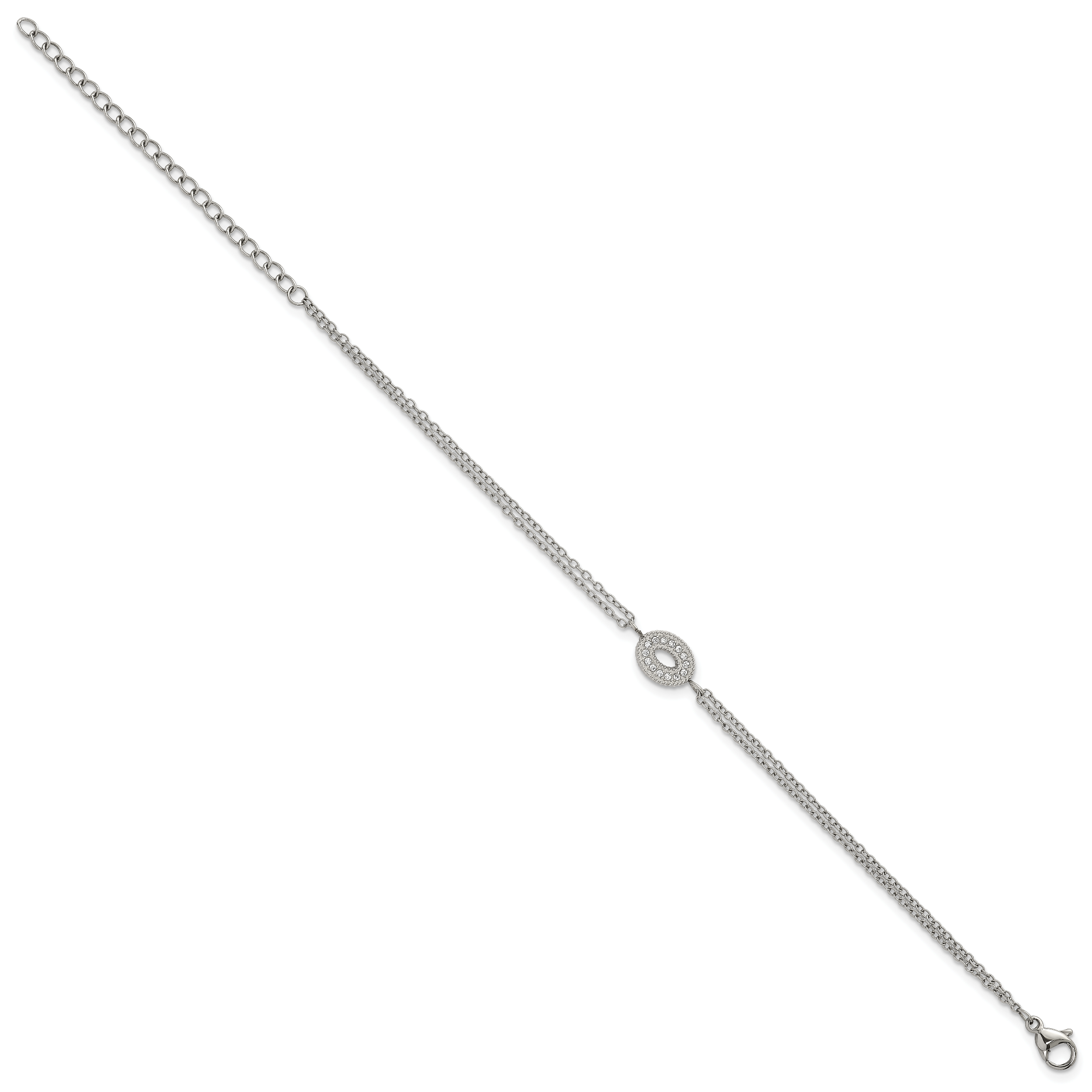Polished Cubic Zirconia Stainless Steel Bracelet 15.05mm Secondary image