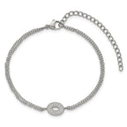 Polished Cubic Zirconia Stainless Steel Bracelet 15.05mm