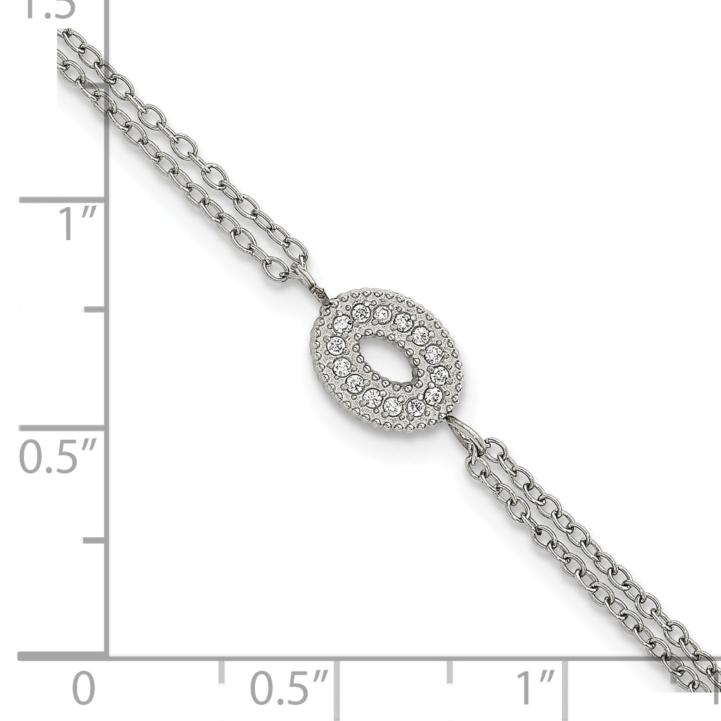 Polished Cubic Zirconia Stainless Steel Bracelet 15.05mm