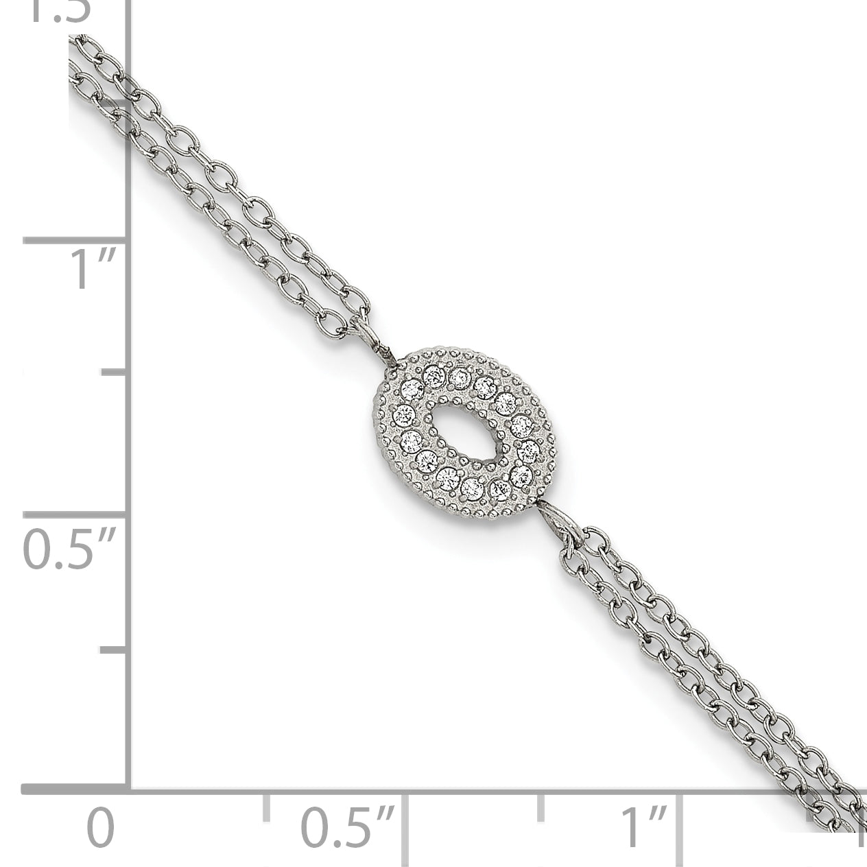 Polished Cubic Zirconia Stainless Steel Bracelet 15.05mm