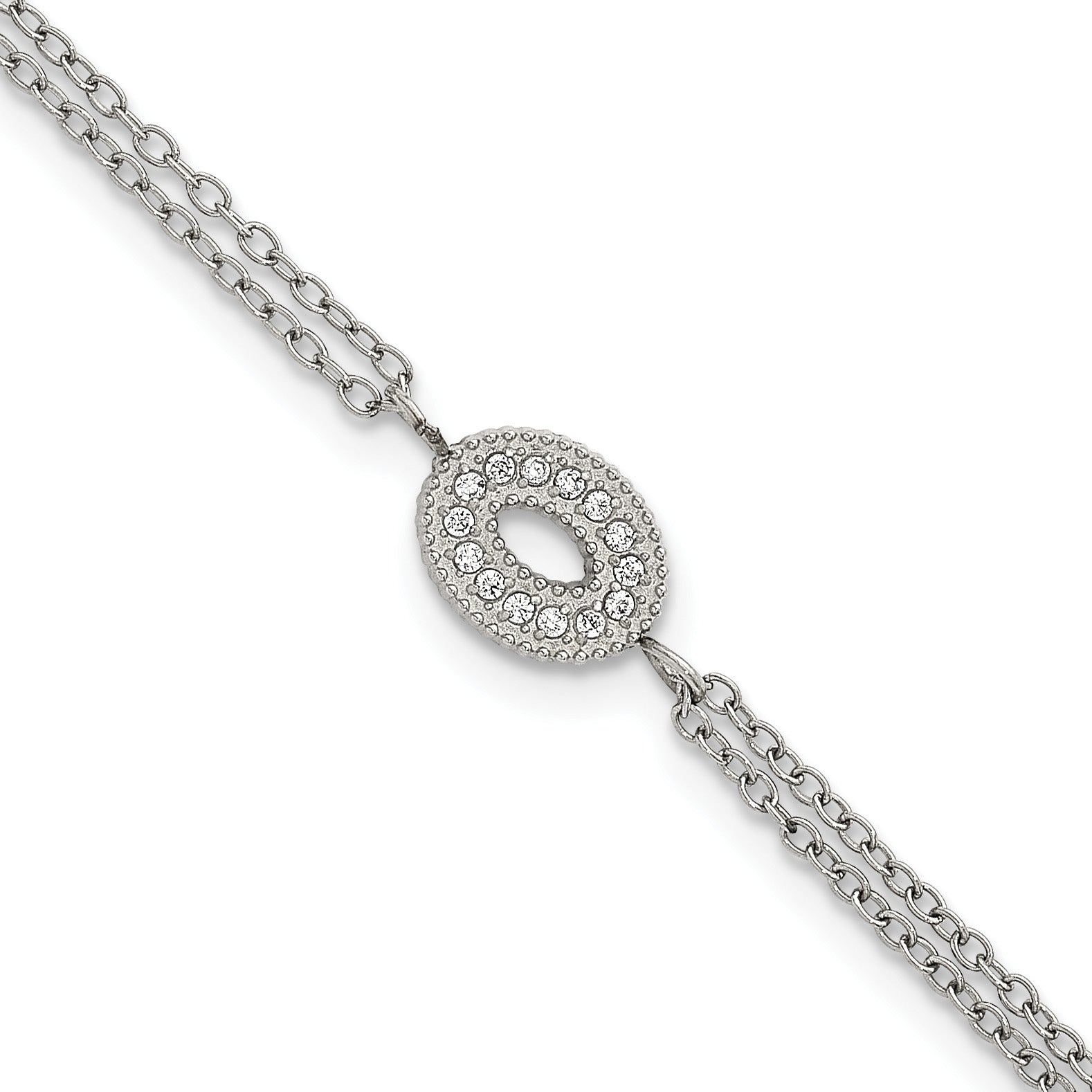 Polished Cubic Zirconia Stainless Steel Bracelet 15.05mm Main image