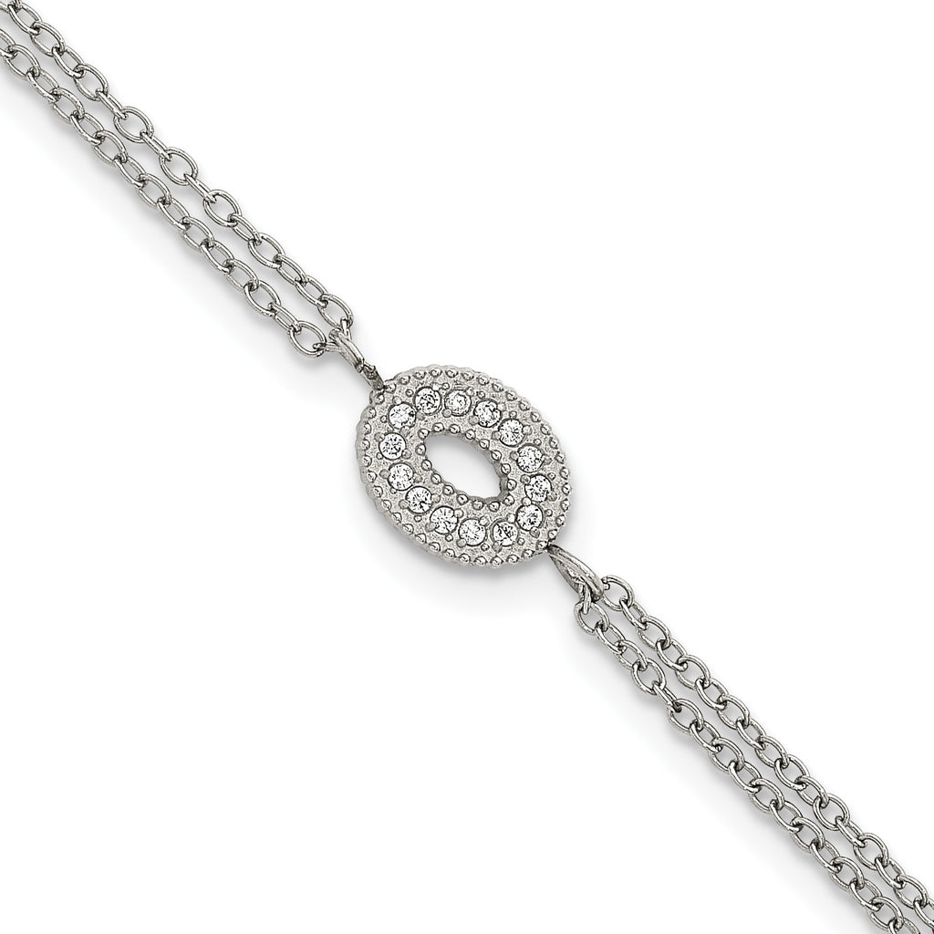 Polished Cubic Zirconia Stainless Steel Bracelet 15.05mm