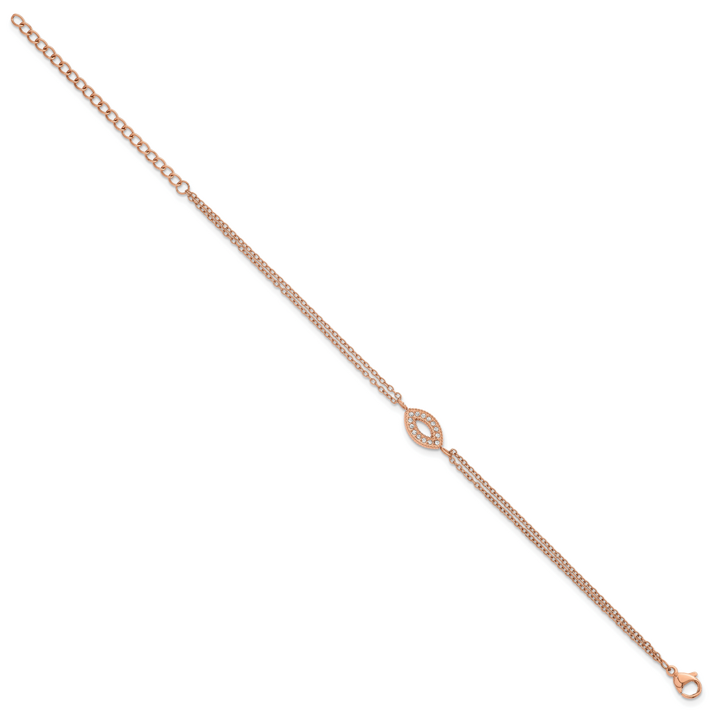 Rose-Tone Polished Cubic Zirconia Stainless Steel Bracelet 17.15mm
