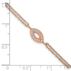Rose-Tone Polished Cubic Zirconia Stainless Steel Bracelet 17.15mm