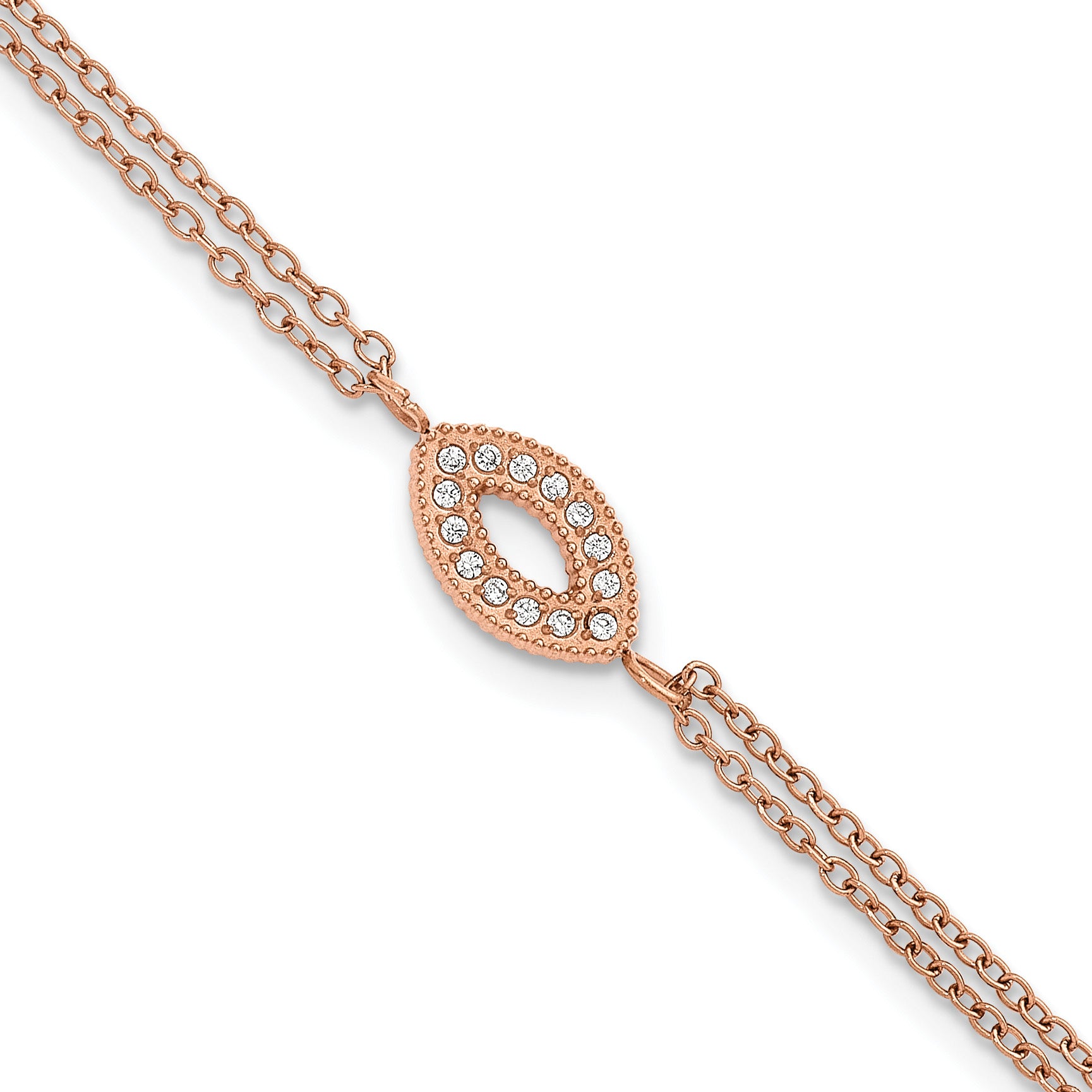 Rose-Tone Polished Cubic Zirconia Stainless Steel Bracelet 17.15mm Main image