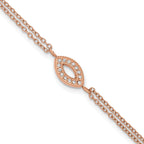 Rose-Tone Polished Cubic Zirconia Stainless Steel Bracelet 17.15mm