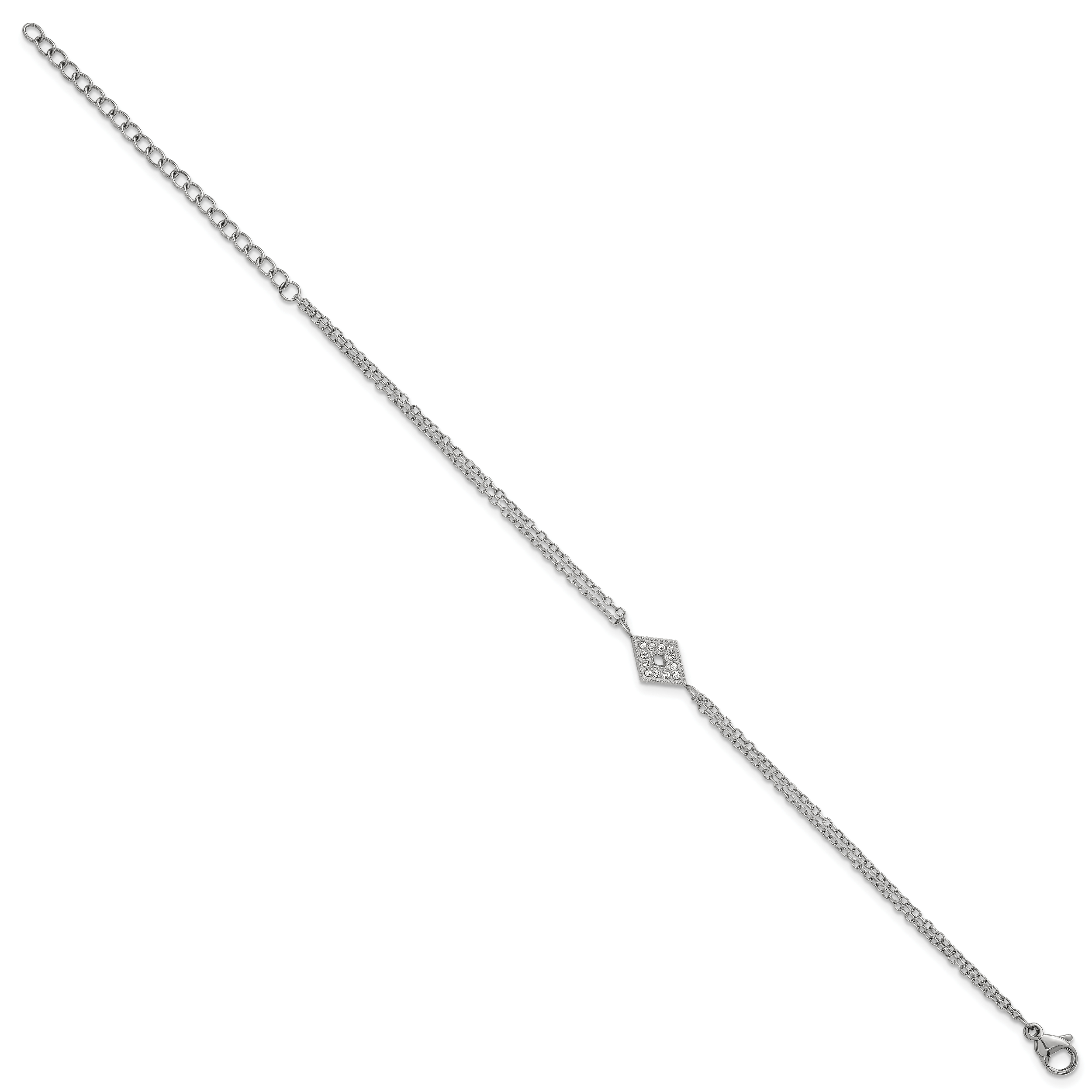 Polished Cubic Zirconia Stainless Steel Bracelet 16.6mm Secondary image