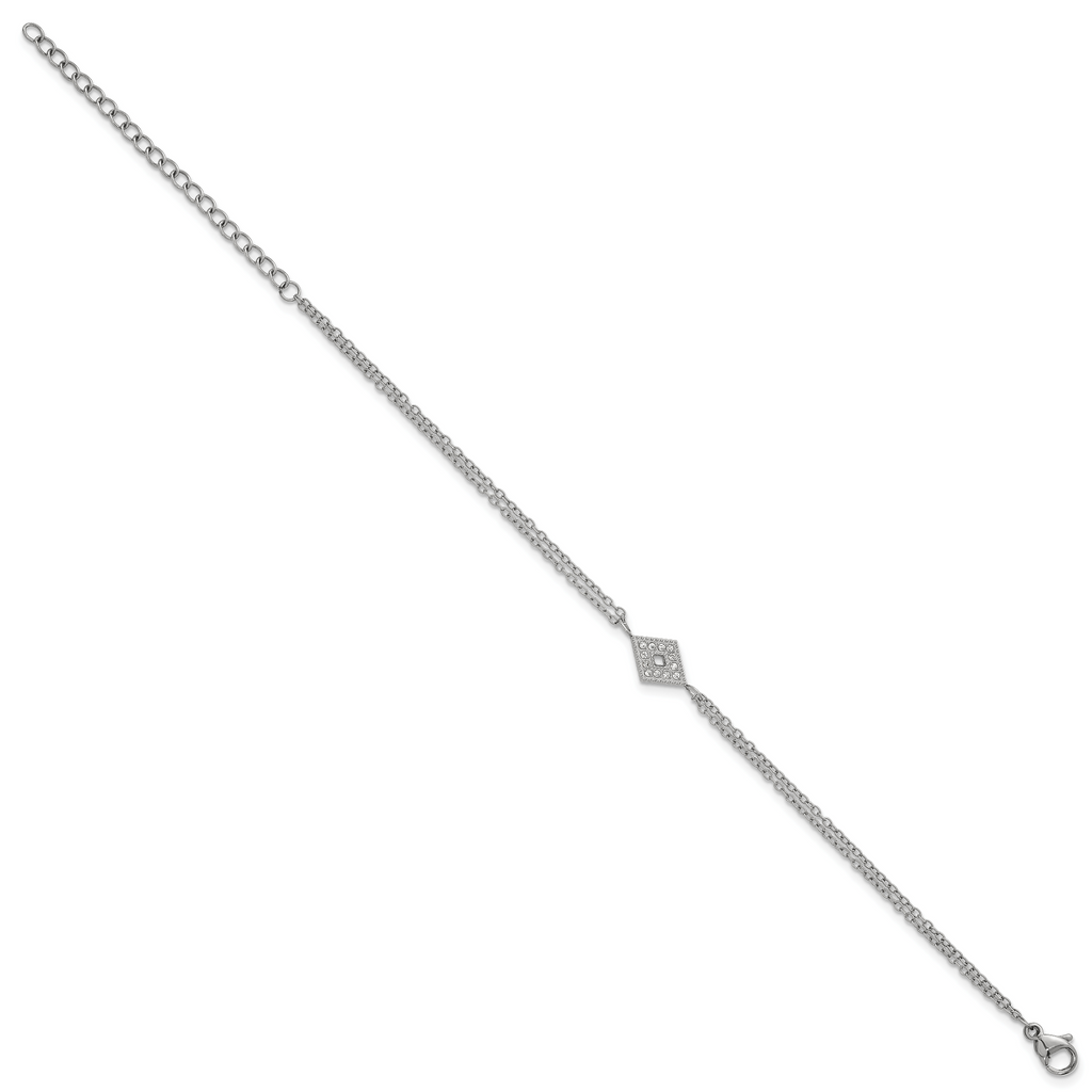 Polished Cubic Zirconia Stainless Steel Bracelet 16.6mm