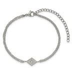 Polished Cubic Zirconia Stainless Steel Bracelet 16.6mm