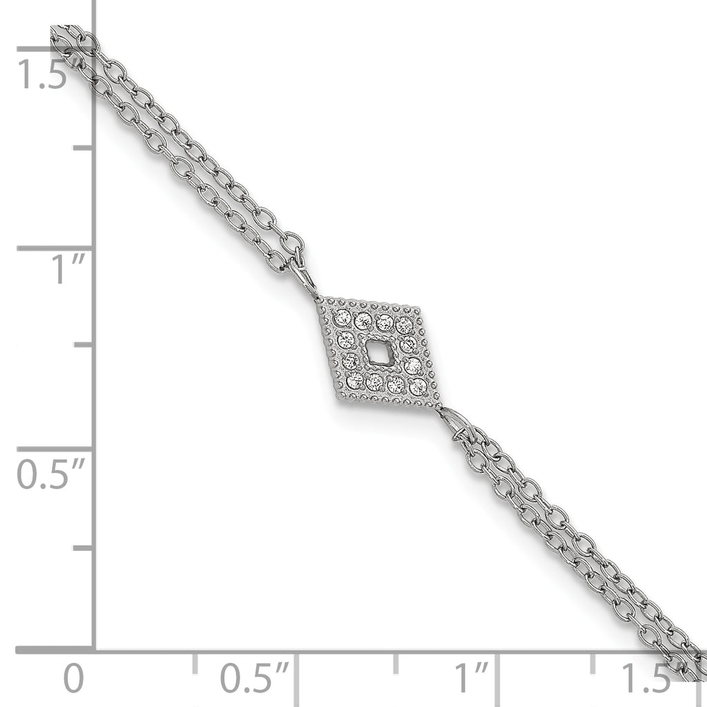 Polished Cubic Zirconia Stainless Steel Bracelet 16.6mm