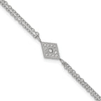 Polished Cubic Zirconia Stainless Steel Bracelet 16.6mm