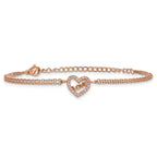 Rose-Tone Polished Cubic Zirconia LOVE Stainless Steel Bracelet 16.7mm
