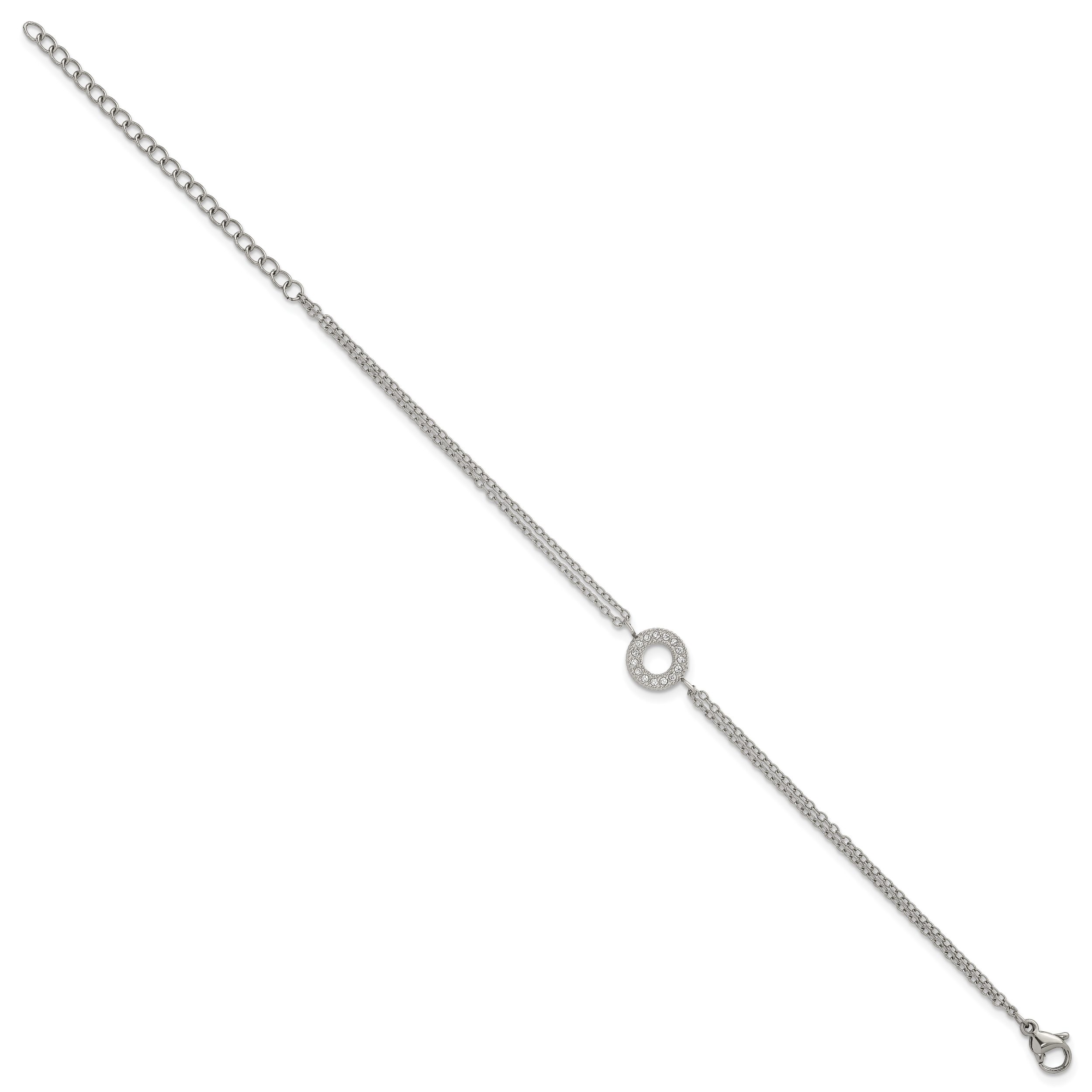 Polished Cubic Zirconia Stainless Steel Bracelet 14.7mm Secondary image