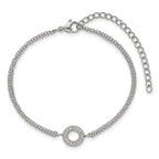 Polished Cubic Zirconia Stainless Steel Bracelet 14.7mm