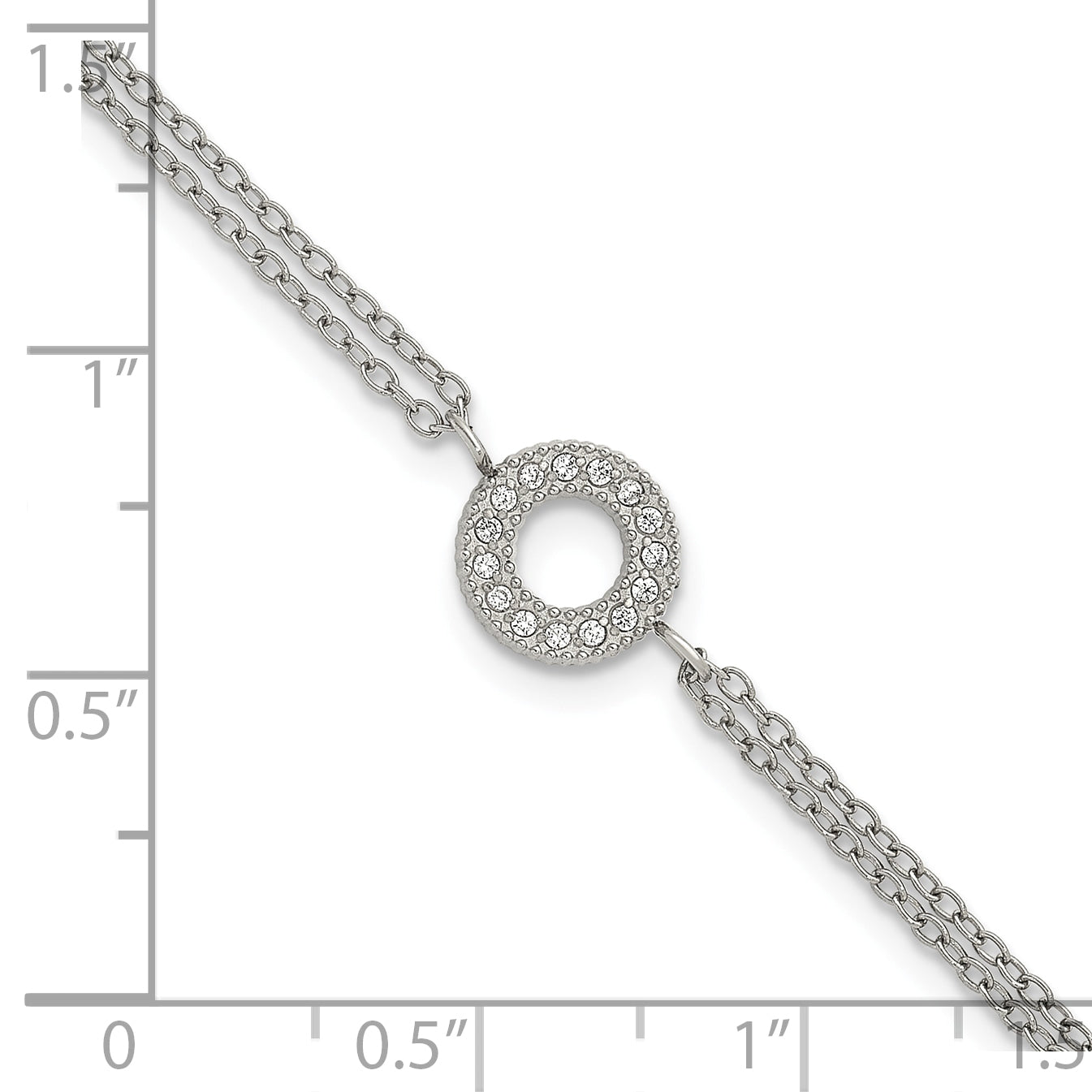 Polished Cubic Zirconia Stainless Steel Bracelet 14.7mm