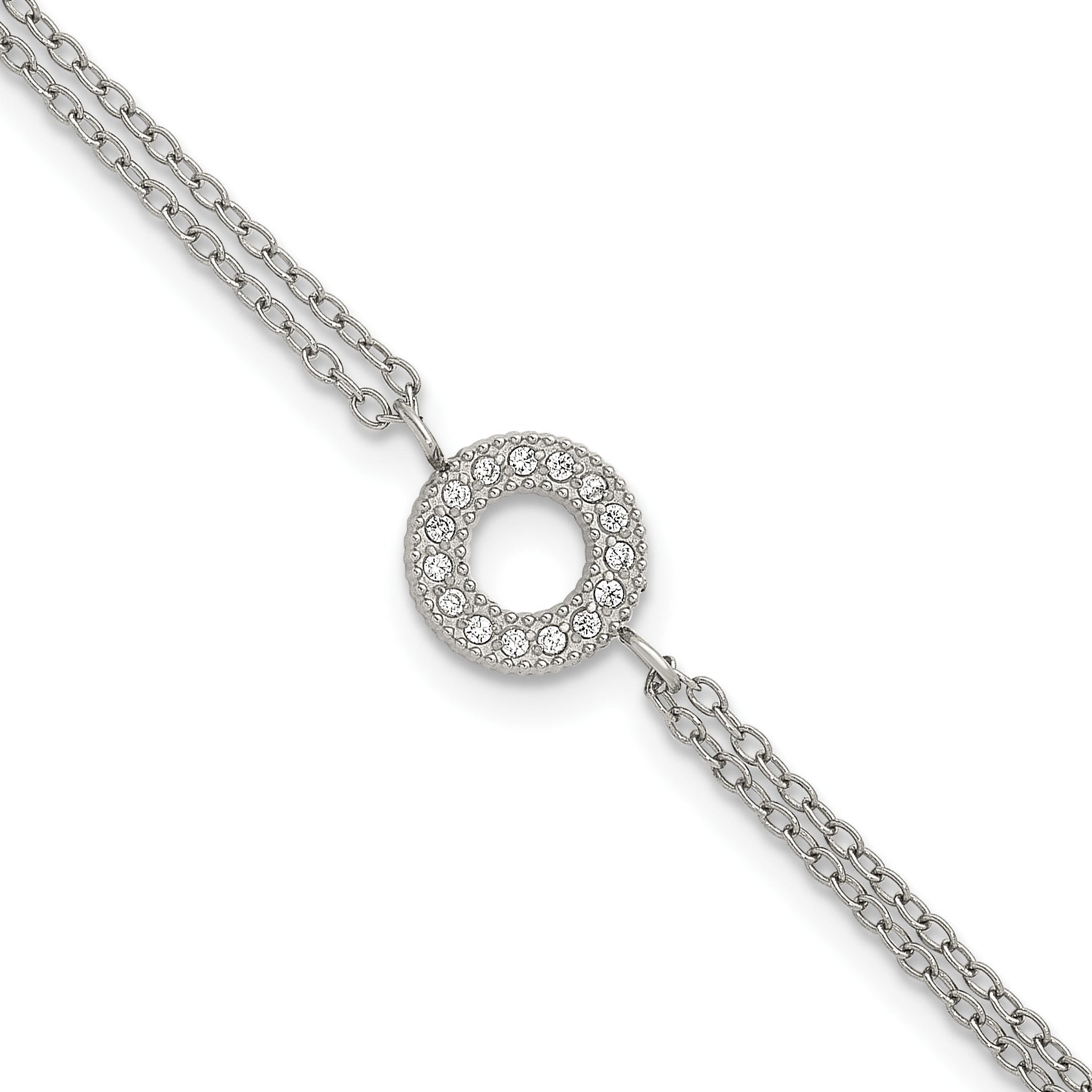 Polished Cubic Zirconia Stainless Steel Bracelet 14.7mm Main image
