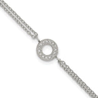 Polished Cubic Zirconia Stainless Steel Bracelet 14.7mm