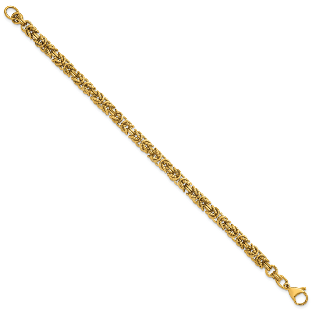 Gold-Tone Polished Byzantine Stainless Steel Chain Bracelet 6mm