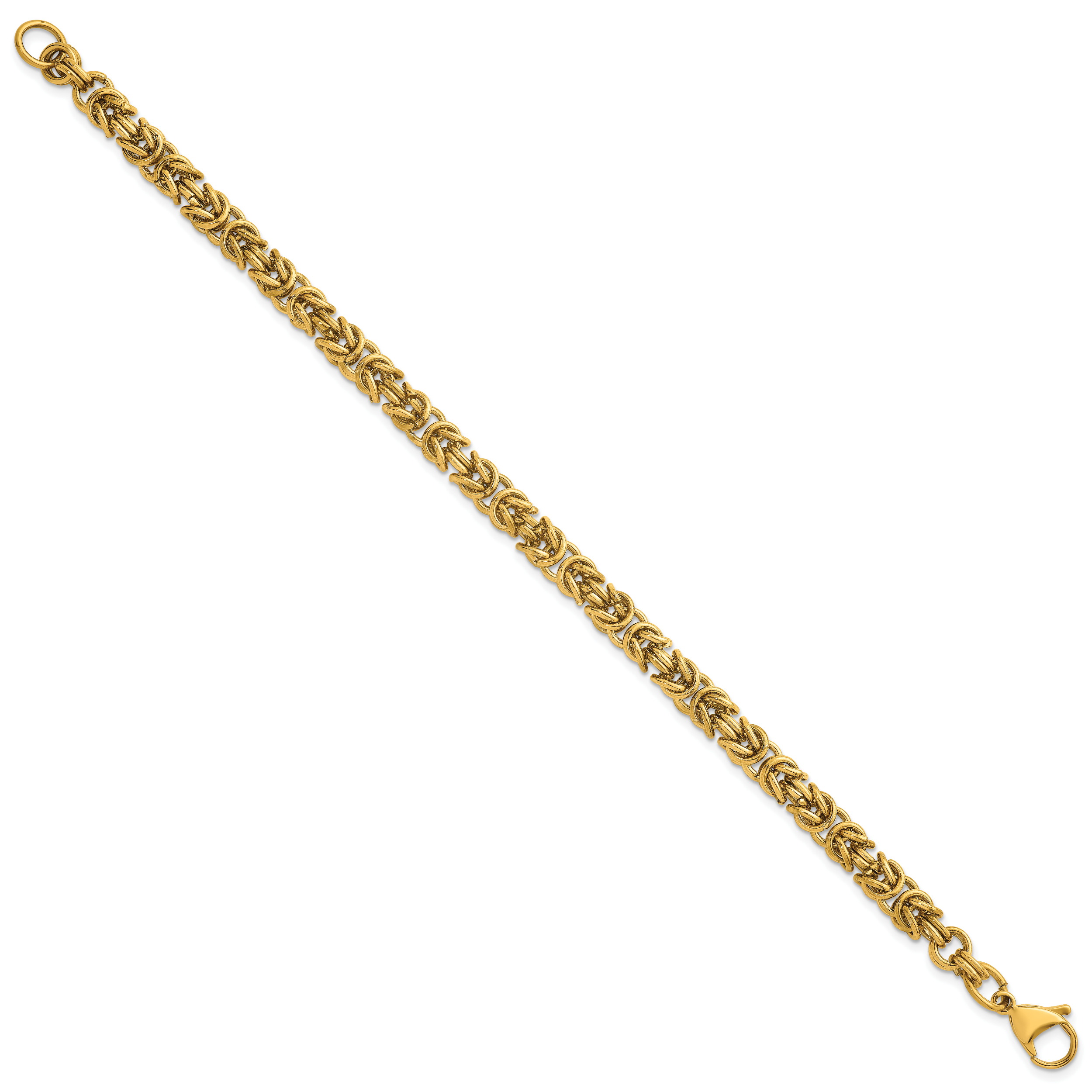 Gold-Tone Polished Byzantine Stainless Steel Chain Bracelet 6mm