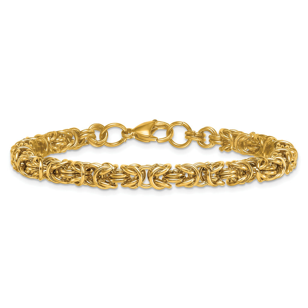 Gold-Tone Polished Byzantine Stainless Steel Chain Bracelet 6mm