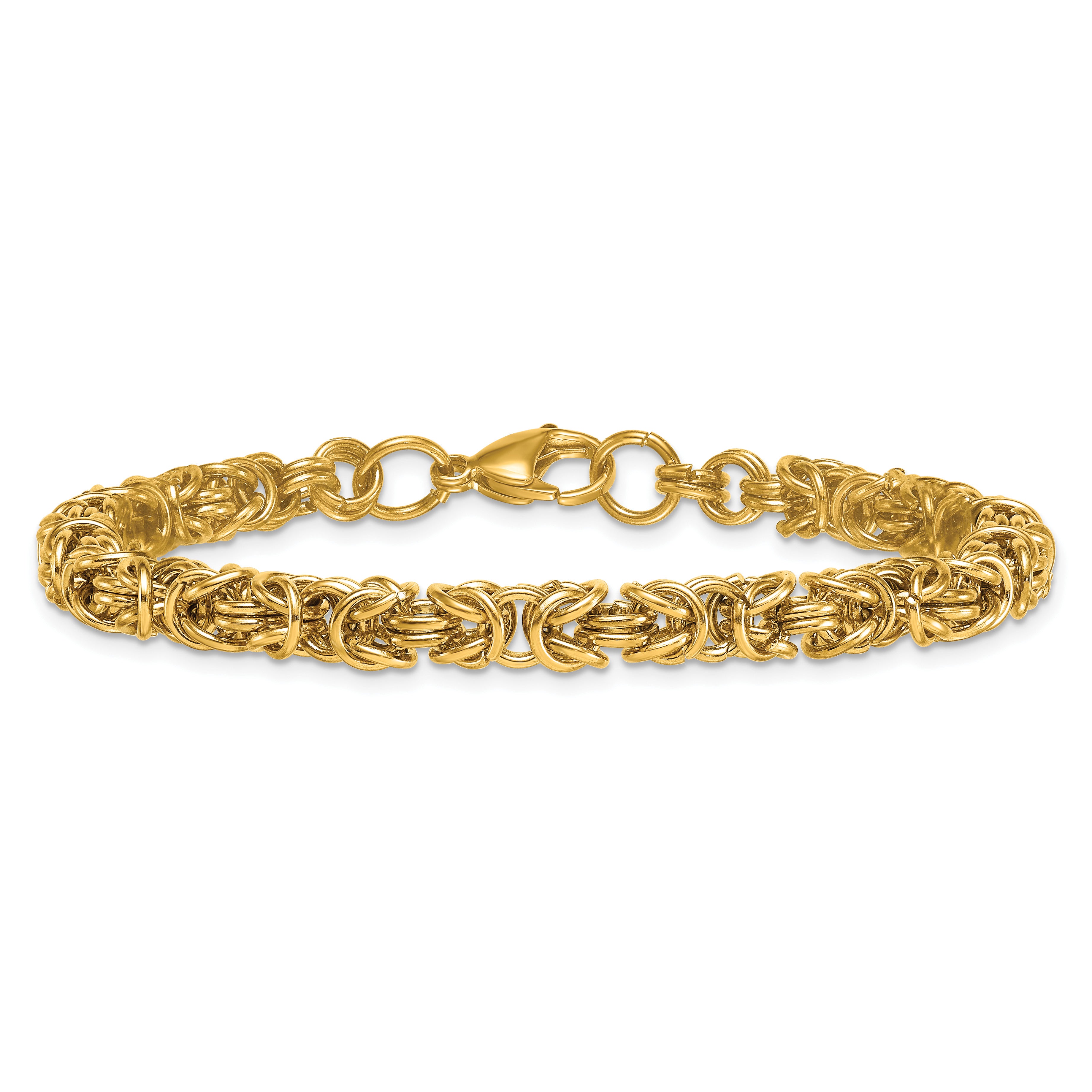 Gold-Tone Polished Byzantine Stainless Steel Chain Bracelet 6mm
