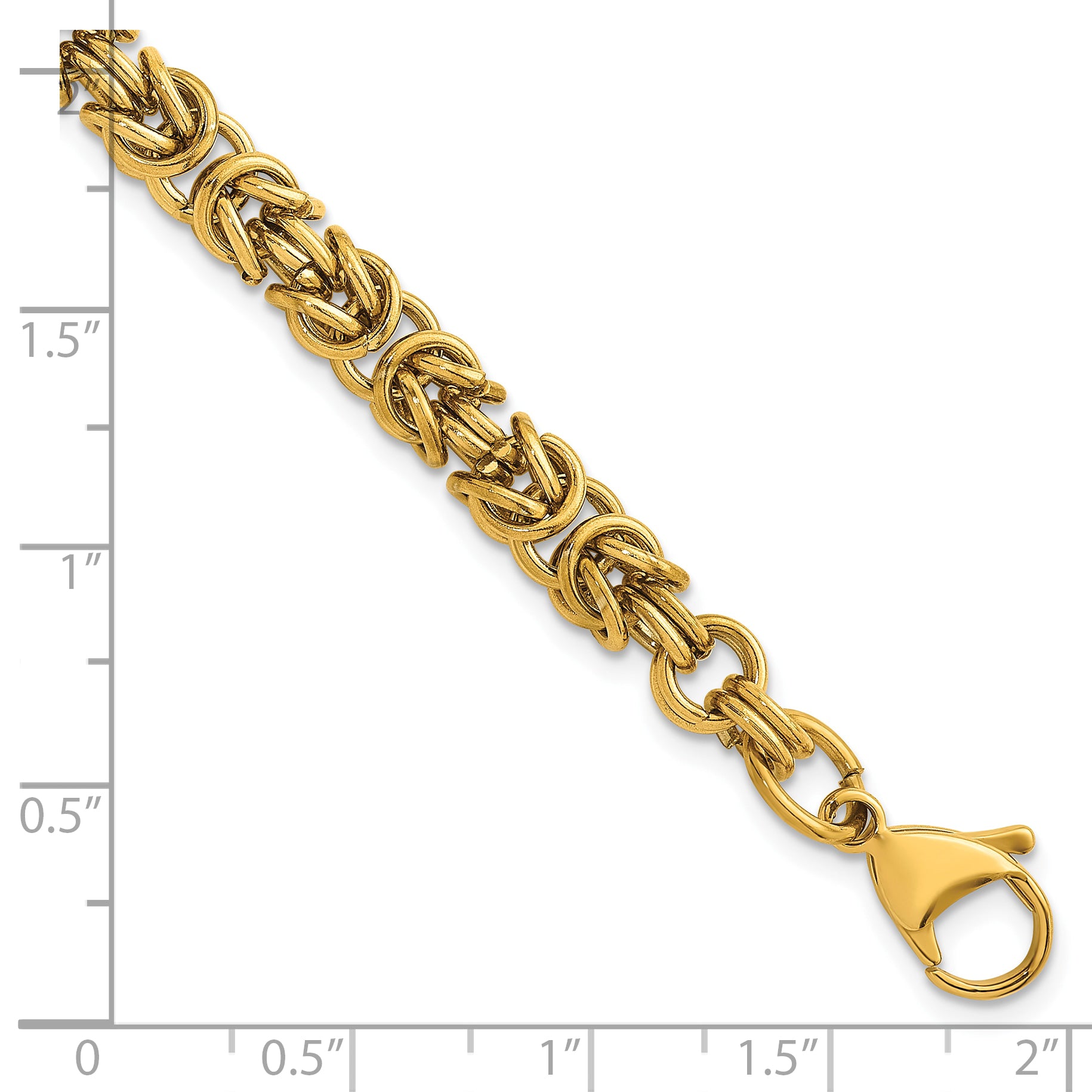 Gold-Tone Polished Byzantine Stainless Steel Chain Bracelet 6mm
