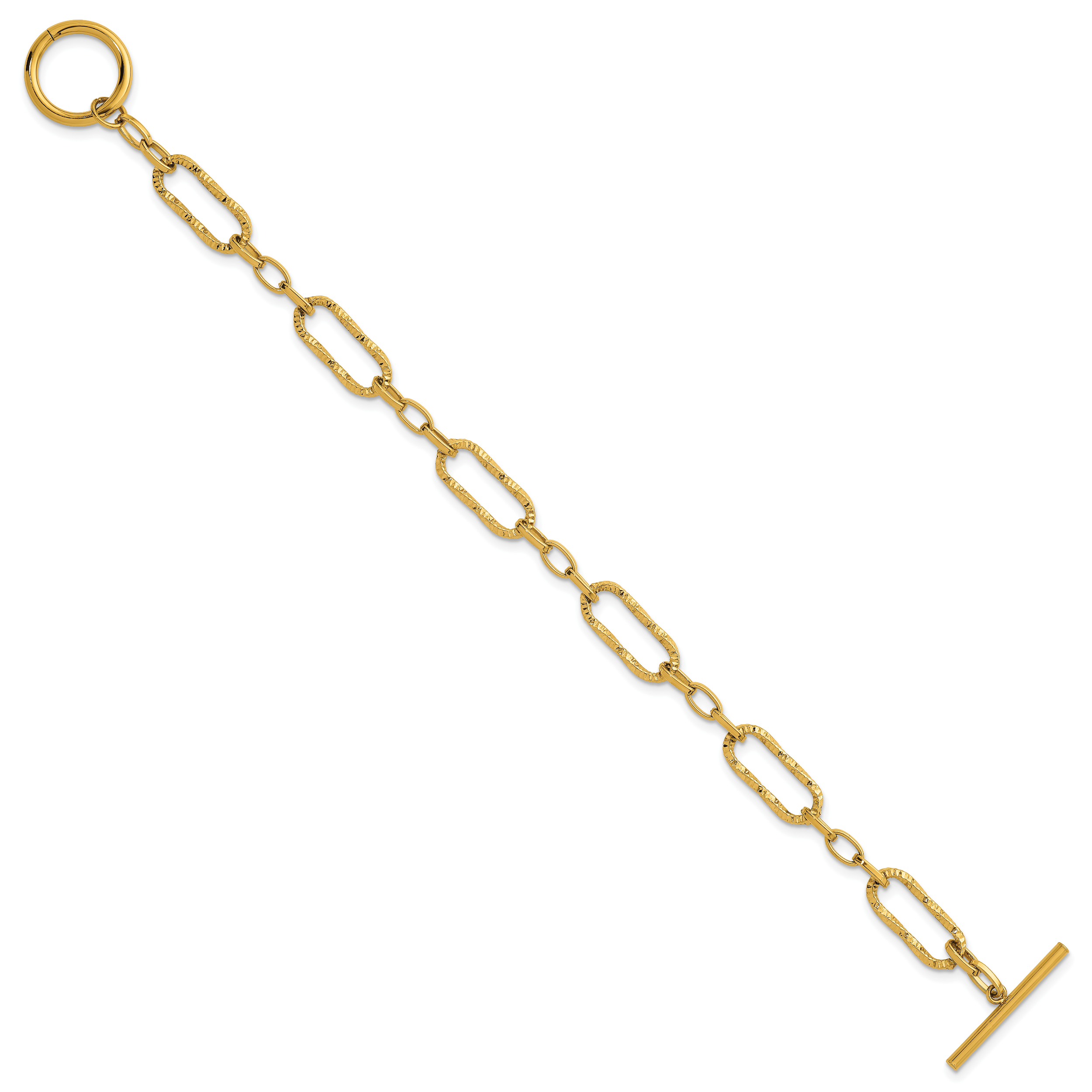 Gold-Tone Polished Textured Stainless Steel Bracelet 7.2mm