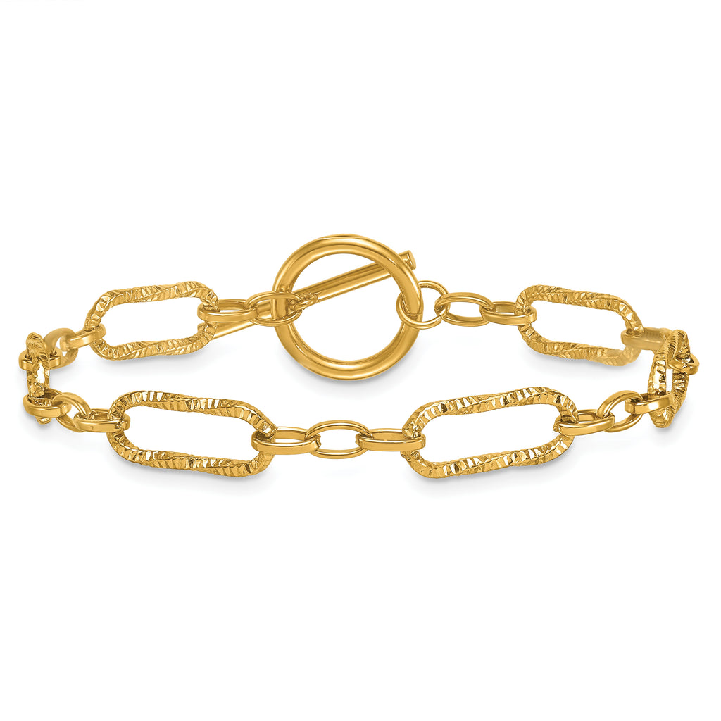 Gold-Tone Polished Textured Stainless Steel Bracelet 7.2mm