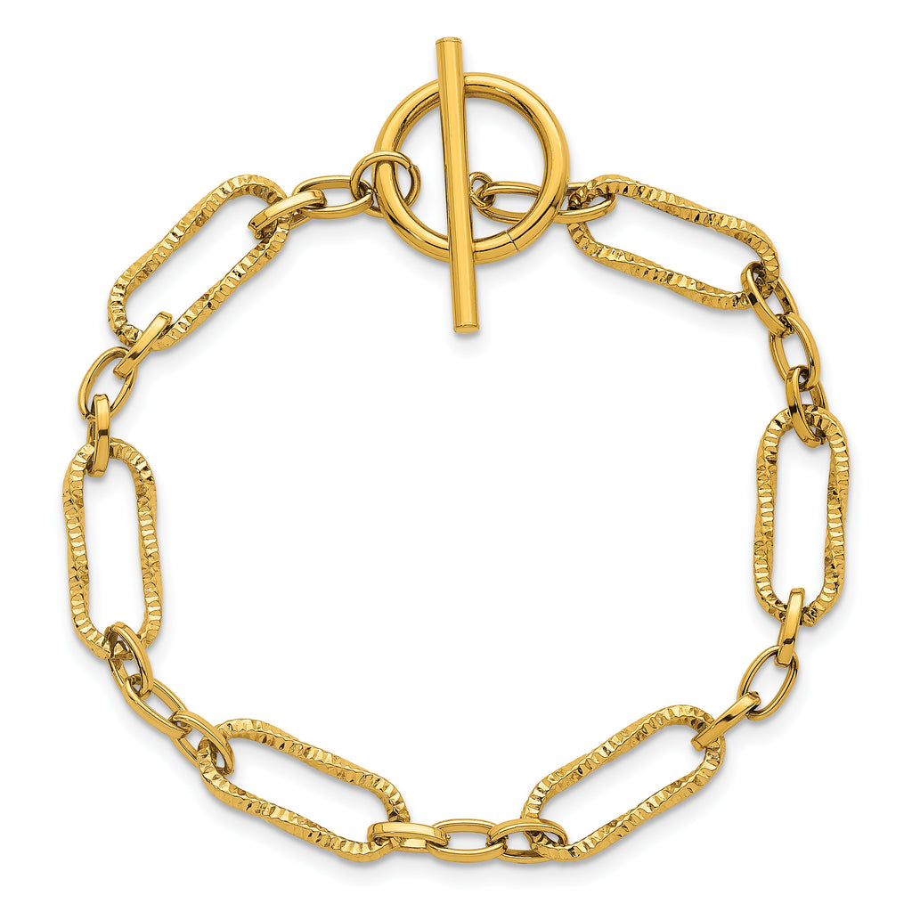 Gold-Tone Polished Textured Stainless Steel Bracelet 7.2mm