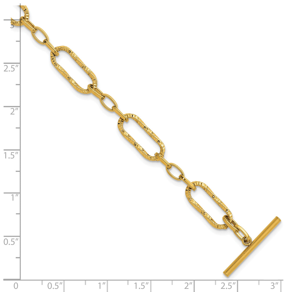 Gold-Tone Polished Textured Stainless Steel Bracelet 7.2mm