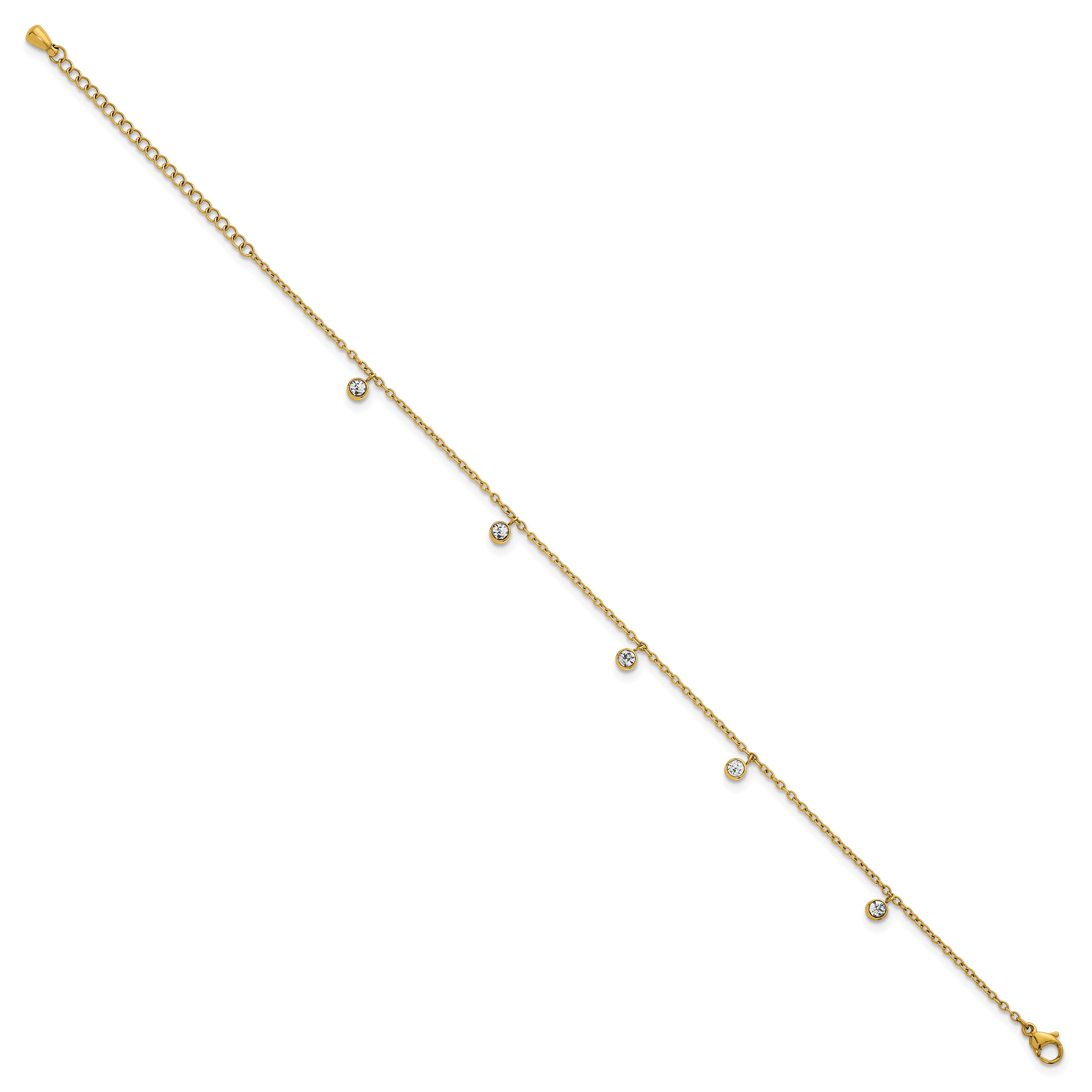 Women's Gold-Tone Polished Crystal Stainless Steel Anklet Secondary image