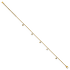 Women's Gold-Tone Polished Crystal Stainless Steel Anklet