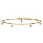 Women's Gold-Tone Polished Crystal Stainless Steel Anklet