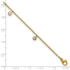 Women's Gold-Tone Polished Crystal Stainless Steel Anklet