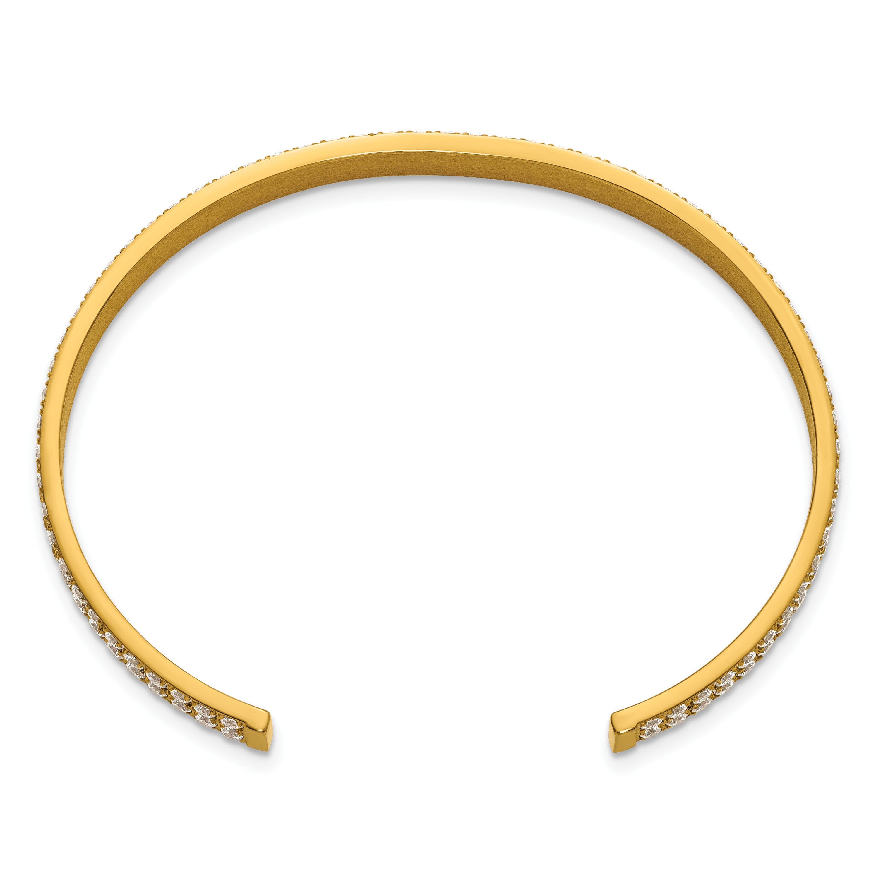 Gold-Tone Polished Cubic Zirconia Stainless Steel Bangle Bracelet 5mm Secondary image