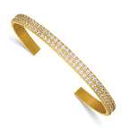 Gold-Tone Polished Cubic Zirconia Stainless Steel Bangle Bracelet 5mm