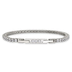 Polished Cubic Zirconia Stainless Steel Bracelet 3.25mm